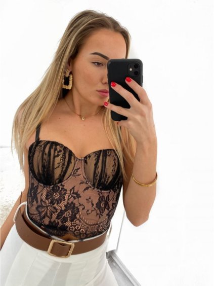 Top/croptop na ramínka dámský (S-L) ITALSKÁ MÓDA IMPLP2388017012/DU (Velikost S, Barva Černá)