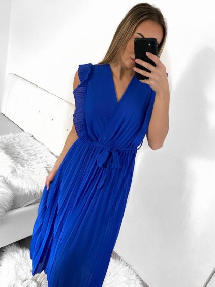 Šaty šifonové dlouhé se skládanou sukní bez rukávu dámské (S/M ONE SIZE) ITALSKá MóDA IM423223/DU (Velikost S/M/L, Barva béžová)