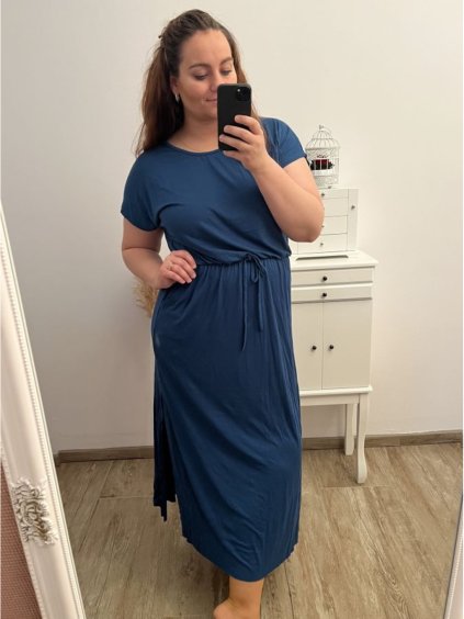 Šaty dlouhé letní krátký rukáv dámské nadrozměr (XL/2XL/3XL/4XL ONE SIZE) ITALSKá MóDA IM423FOGGIA/DU (Velikost 3XL/4XL, Barva Černá)