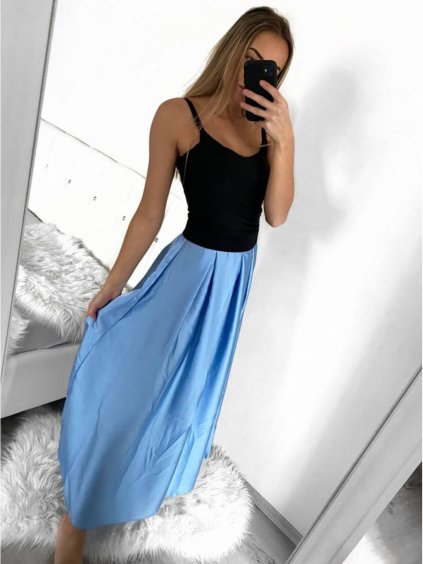 Sukně dlouhá satenová dámská (S/M ONE SIZE) ITALSKÁ MÓDA IMM23HG2507/DU (Velikost S/M/L, Barva béžová)