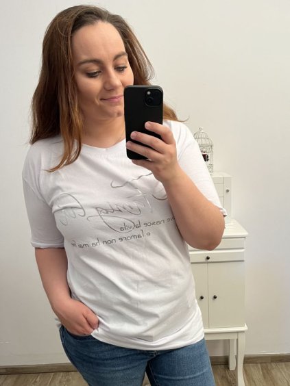 Tričko krátký rukáv dámská nadrozměr (XL/2XL/3XL ONE SIZE) ITALSKÁ MÓDA IM423066/DR (Velikost XL/2XL, Barva bílá)
