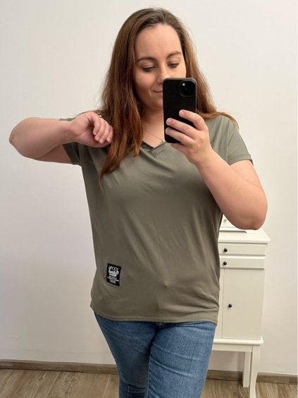 Tričko krátký rukáv dámská nadrozměr (2XL/3XL/4XL ONE SIZE) ITALSKÁ MÓDA IMC23080/DUR