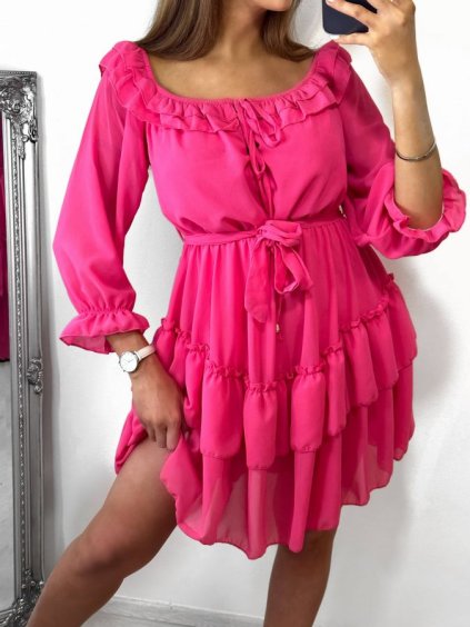 Šaty carmen šifon letní 3/4 dlouhý rukáv dámské (S/M ONE SIZE) ITALSKÁ MÓDA IMW230931/DU (Velikost S/M/L, Barva Černá)
