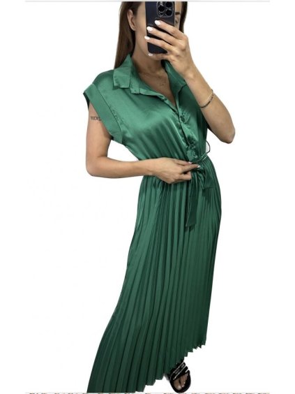 Šaty letní dlouhé košilové krátký rukáv dámské (S/M ONE SIZE) ITALSKÁ MÓDA IMM23U8991/DU (Velikost S/M/L, Barva růžová starorůžová)