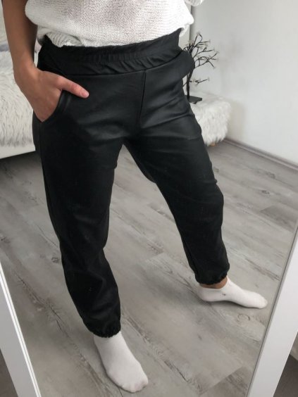 Kalhoty koženkové dlouhé dámské (S/M ONE SIZE) ITALSKÁ MÓDA IMWG221026/DR (Velikost S/M/L, Barva Černá)