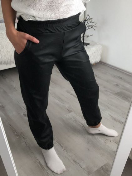 Kalhoty koženkové dlouhé dámské (S/M ONE SIZE) ITALSKÁ MÓDA IMWG221026/DR