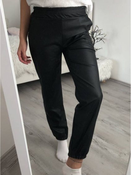 Kalhoty koženkové dlouhé dámské (S/M ONE SIZE) ITALSKÁ MÓDA IMWG221026/DR (Velikost S/M/L, Barva Černá)