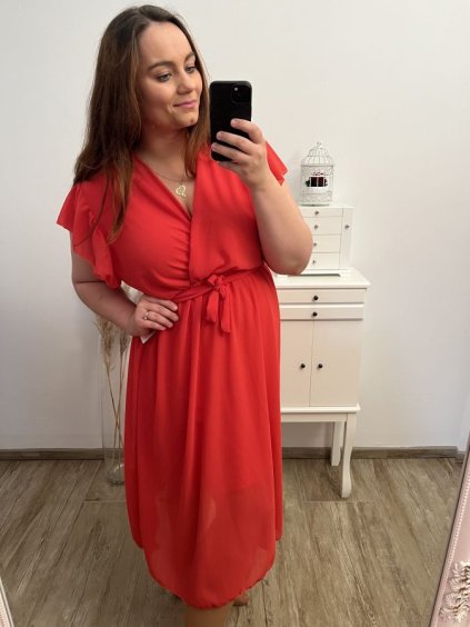 Šaty letní šifonové krátký rukáv dámská nadrozměr (XL/2XL ONE SIZE) ITALSKÁ MÓDA IMWGM231414/DUR (Velikost XL/2XL, Barva béžová)