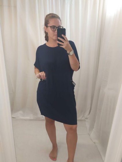 šaty oversize krátký rukáv dámská (XXL/5XL ONE SIZE) ITALSKá MóDA IM4211207/DR (Velikost 2XL-5XL, Barva Černá)