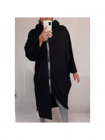 Šaty mikinové s kapucí dlouhý rukáv dámské (XL/3XL ONE SIZE) ITALSKÁ MÓDA IM4212007/DR