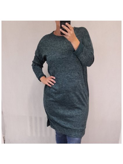 Šaty teplé dlouhý rukáv dámská (XL/3XL ONE SIZE) ITALSKá MóDA IM4211523/DR (Velikost 2XL/3XL, Barva zelená)