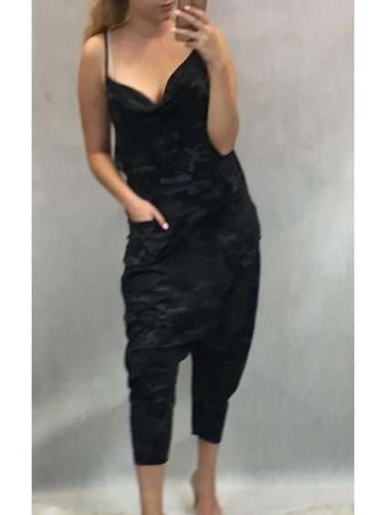 Overal letní dlouhý na ramínka dámské maskáč (uni s-m) Italská móda IM51915369-3 (Barva zelená khaki)