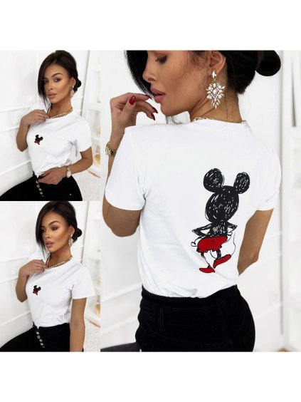 Tričko krátký rukáv dámské mickey mouse (S/M ONE SIZE) ITALSKÁ MÓDA IMWK22111/DU