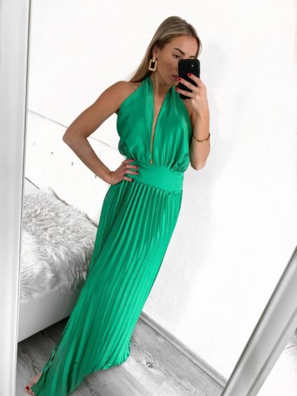 Šaty dlouhé elegantní skládané bez rukávu dámské (S/M ONE SIZE) ITALSKÁ MÓDA IMPGM2322112/DU (Velikost S/M/L, Barva Černá)