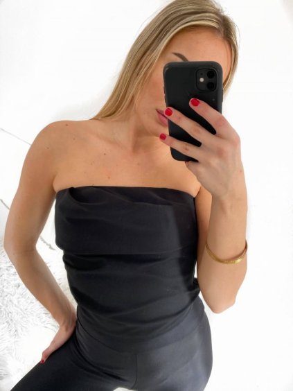 Croptop bez rukávu dámský (S/M ONE SIZE) ITALSKÁ MÓDA IMPHD232356/DU (Velikost S/M/L, Barva Černá)
