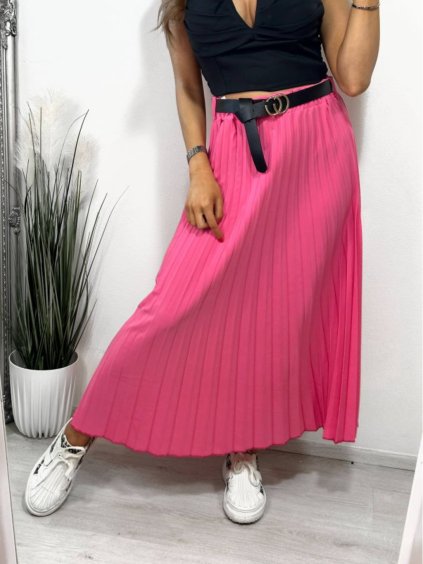 Sukně dlouhá skládaná s páskem dámská (S/M ONE SIZE) ITALSKÁ MÓDA IMM23U6295/DU (Velikost S/M/L, Barva béžová)