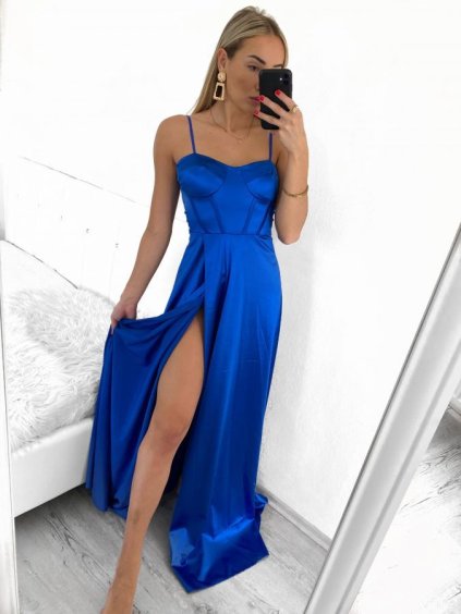Šaty společenské dlouhé na ramínka  saténové dámské (S/M ONE SIZE) ITALSKÁ MÓDA IMPBB23B23505/DU (Velikost S/M/L, Barva Černá)