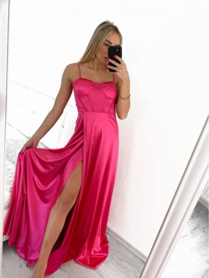 Šaty společenské dlouhé na ramínka  saténové dámské (S/M ONE SIZE) ITALSKÁ MÓDA IMPBB23B23505/DU (Velikost S/M/L, Barva Černá)