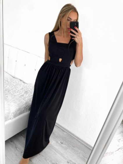 Šaty dlouhé letní elegantní bez rukávu dámské (S/M ONE SIZE) ITALSKÁ MÓDA IMWE231510/DU (Velikost S/M/L, Barva béžová)