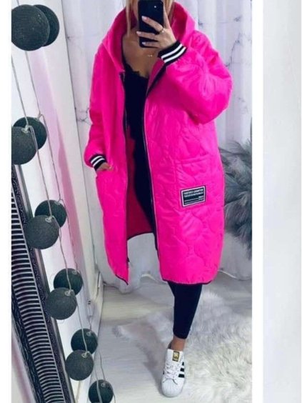 Bunda kabát s kapucí dlouhý rukáv dámská nadrozměr (XL/2XL ONE SIZE) ITALSKÁ MÓDA IMWC231287/DU (Velikost XL/2XL, Barva bílá)
