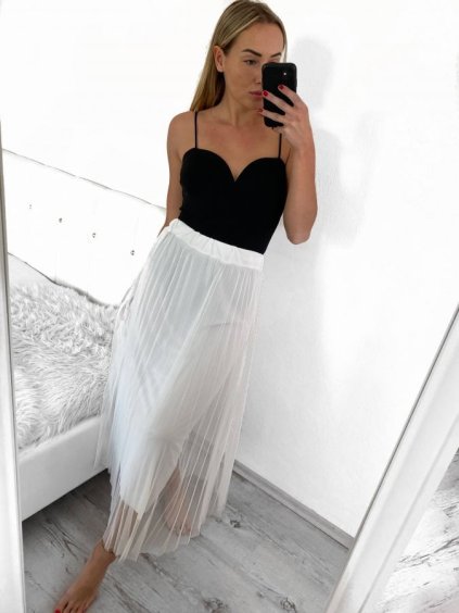 Sukně dlouhá dámská (S/M ONE SIZE) ITALSKÁ MÓDA IMWGB231774/DU (Velikost S/M/L, Barva bílá)