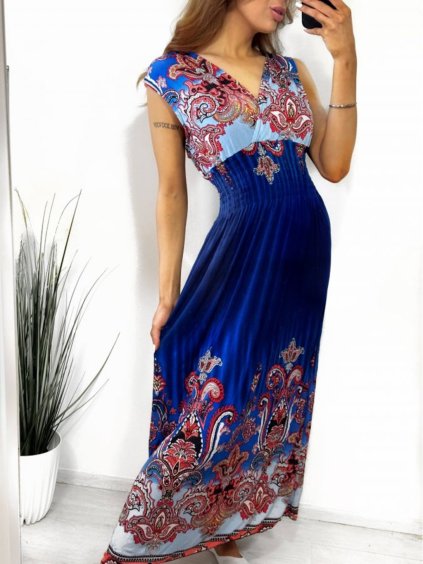 Šaty dlouhé elegantní icecool bez rukávu dámské (M/L, XL/2XL) AINUOSI ITALSKÁ MODA IMB232109/DU (Velikost M/L, Barva modrá)