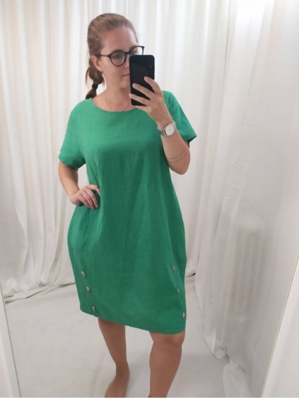 Šaty krátký rukáv oversize dámské (L/XL/2XL ONE SIZE) ITALSKÁ MÓDA IM4211032/DR (Velikost XL/2XL, Barva tyrkysová)