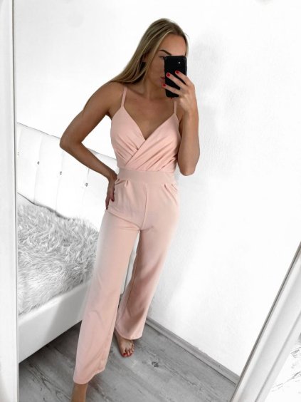 Overal dlouhý elegantní na ramínka dámský (S/M ONE SIZE) ITALSKÁ MÓDA IMWE231773/DU (Velikost S/M/L, Barva béžová)