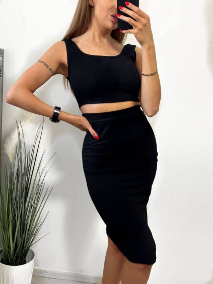 Souprava sukně a top bez rukávu dámský (S/M ONE SIZE) ITALSKÁ MÓDA IMPGM235248/DU (Velikost S/M/L, Barva béžová)