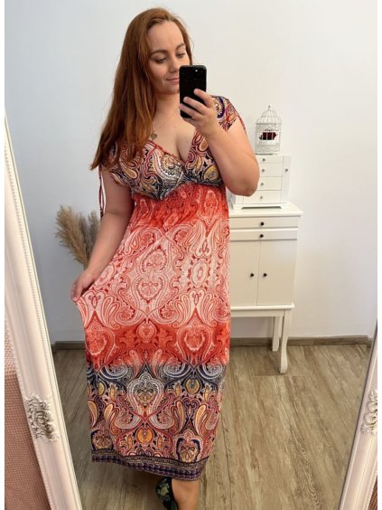 Šaty dlouhé bez rukávu icecool dámské (L/XL/2XL ONE SIZE) FRANCOUZSKÁ MÓDA FMB23603-125/DUR (Velikost L/XL, Barva červená)