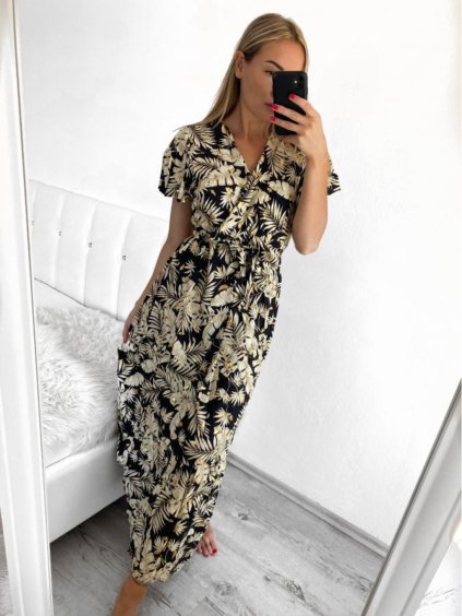Šaty letní dlouhé bez rukávu dámské (S/M, L/XL ONE SIZE) VISKOZA AINUOSI FRANCOUZSKÁ MÓDA FMPZM23A081-13 (Velikost S/M/L, Barva béžová smetanová)