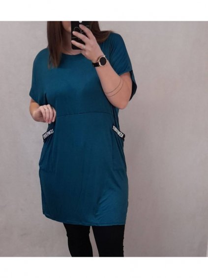 Šaty oversize krátký rukáv dámské nadrozměr (4XL/5XL ONE SIZE) ITALSKÁ MÓDA IM423002/DU