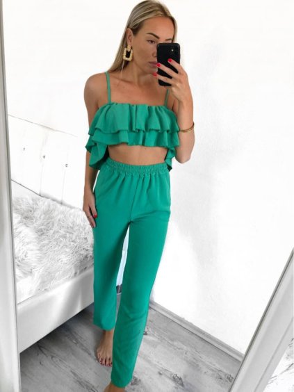 Souprava letní kalhoty a top na ramínka dámská (S/M ONE SIZE) ITALSKÁ MÓDA IMWGB231540/DU (Velikost S/M/L, Barva Černá)