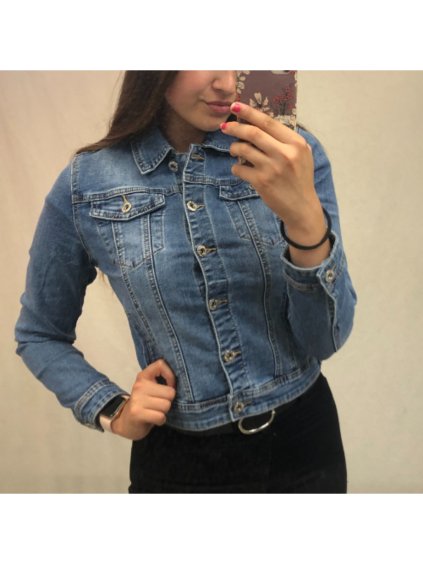 Bunda riflová dámská nadrozměr (XL-6XL) M.SARA MSR23AM2216-4/DU (Velikost XL, Barva modrá)