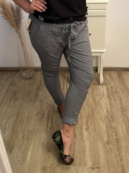 Kalhoty strečové dlouhé dámské nadrozměr (XL/2XL ONE SIZE) ITALSKÁ MÓDA IMC23031/DR (Velikost XL/2XL, Barva Černá)