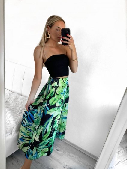 Kalhoty dlouhé letní icecool dámské (S/M ONE SIZE) ITALSKÁ MÓDA IMM23M4359-1/DU (Velikost S/M/L, Barva zelená)