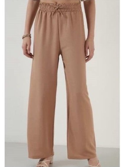 Kalhoty dlouhé letní dámské se sňurkou (S/M/L ONE SIZE) ITALSKÁ MÓDA IMD23355/DU (Velikost M/L, Barva hnědá)