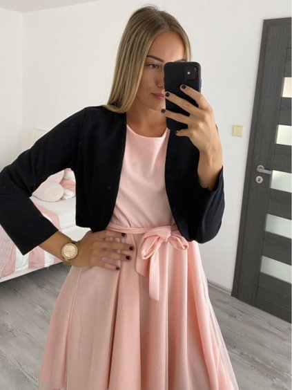 Bolerko dlouhý rukáv dámský (S/M/L ONE SIZE) ITALSKá MóDA IM322203/DUR (Velikost M/L, Barva Černá)