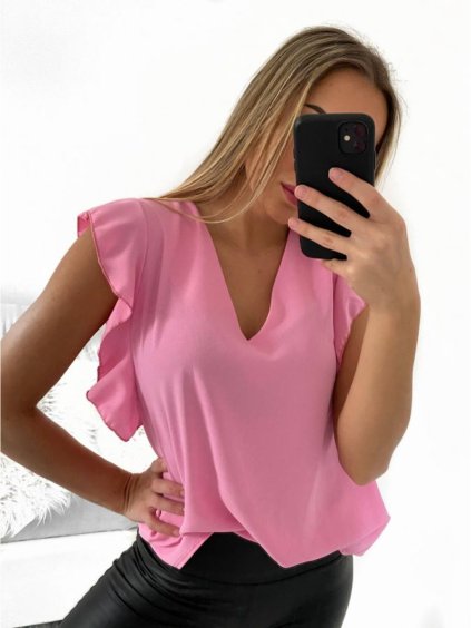 Tunika letní bez rukávů dámská (S/M/L ONE SIZE) ITALSKÁ MÓDA IMD22479/DU (Velikost S/M/L, Barva růžová)