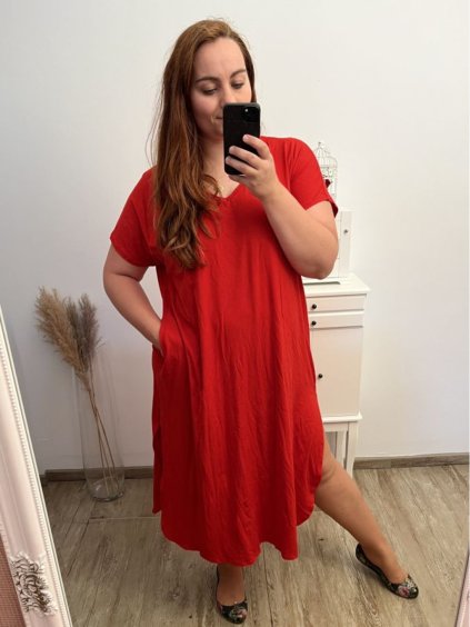 Šaty volnočasové bavlněné krátký rukáv oversize dámské (2XL/3XL/4XL/5XL ONE SIZE) ITALSKÁ MÓDA IM423GIRA/DR (Velikost 3XL/4XL, Barva Černá)