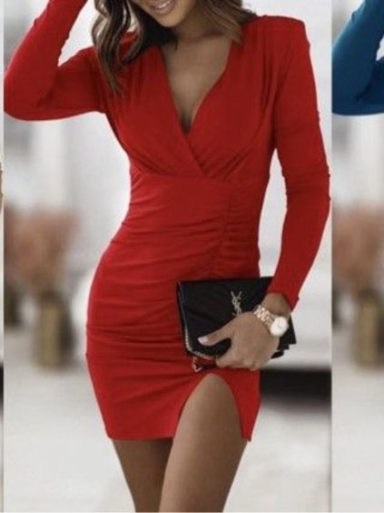 Šaty elegantní dlouhý rukáv dámské (S/M ONE SIZE) ITALSKÁ MÓDA IMWB23072/DU (Velikost S/M/L, Barva Černá)