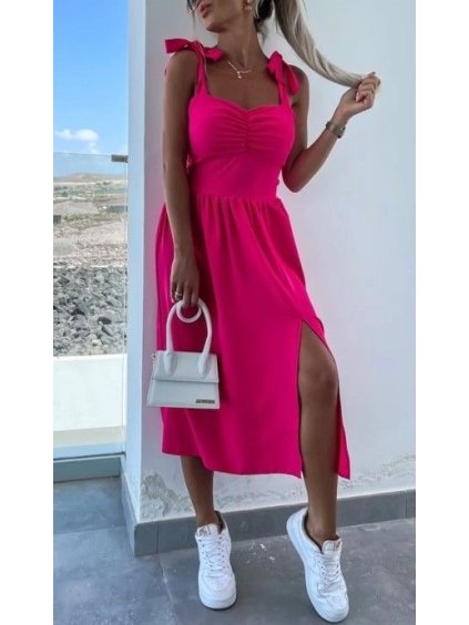 Šaty letní na ramínka dámské (S/M ONE SIZE) ITALSKÁ MÓDA IMWGB231606/DR (Velikost S/M/L, Barva Černá)