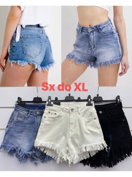 Kraťasy riflové dámské (XS-XL) ITALSKÁ MÓDA IMWC231417/DU (Velikost XS, Barva Černá)