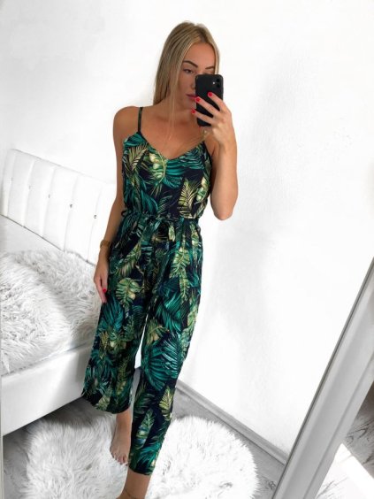 Overal dlouhý letní na ramínka dámský (S/M ONE SIZE) ITALSKÁ MÓDA IMM23M2773-2/DR (Velikost S/M/L, Barva zelená)