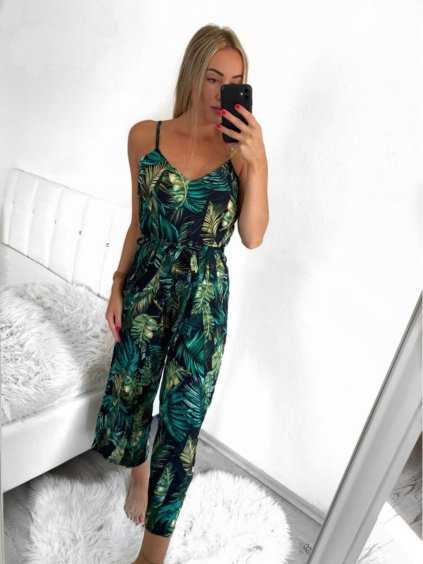 Overal dlouhý letní na ramínka dámský (S/M ONE SIZE) ITALSKÁ MÓDA IMM23M2773-2/DR (Velikost S/M/L, Barva zelená)