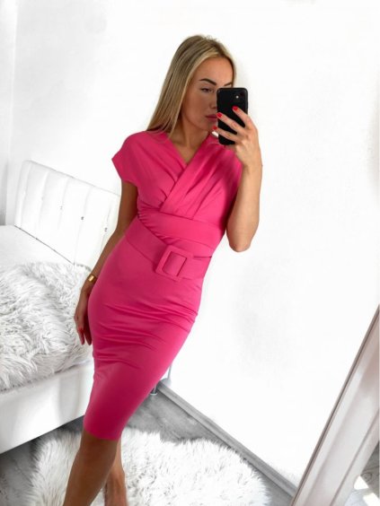 Šaty elegantní krátký rukáv dámské (S/M ONE SIZE) ITALSKÁ MÓDA IMM23M1430/DU (Velikost S/M/L, Barva Černá)