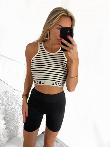 Top croptop bez rukávu dámský proužek (S/M ONE SIZE) ITALSKÁ MÓDA IMPMD2327314/DU