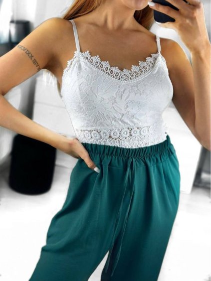Croptop krajkový na ramínka dámský (S/M ONE SIZE) ITALSKá MóDA IM3232611/DU (Velikost S/M/L, Barva béžová)