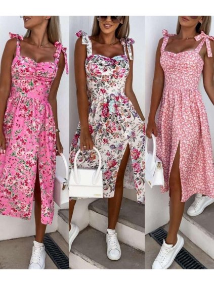 Šaty dlouhé letní na ramínka dámské (S/M ONE SIZE) ITALSKÁ MÓDA IMWGB231661-1/DU (Velikost S/M/L, Barva bílá)