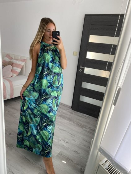 Šaty dlouhé bez rukávu letní icecool dámské (S/M/L ONE SIZE) ITALSKÁ MÓDA IMM22M2942-3/DUR (Velikost M/L, Barva zelená)